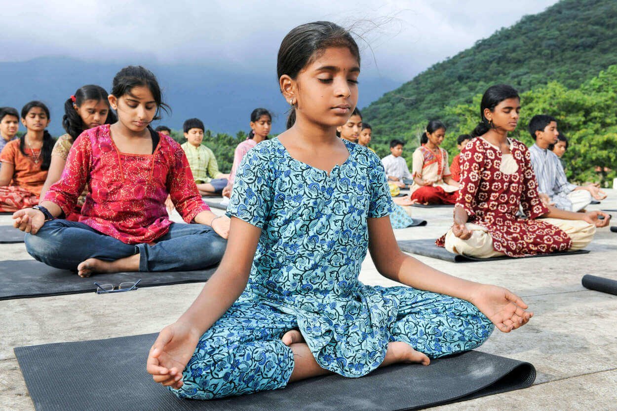 Children Meditating Outdoors